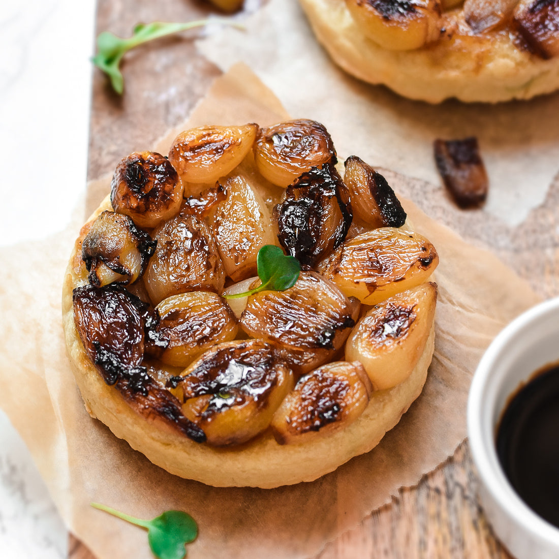 Balsamic Pearl Onion Tartes Tatin