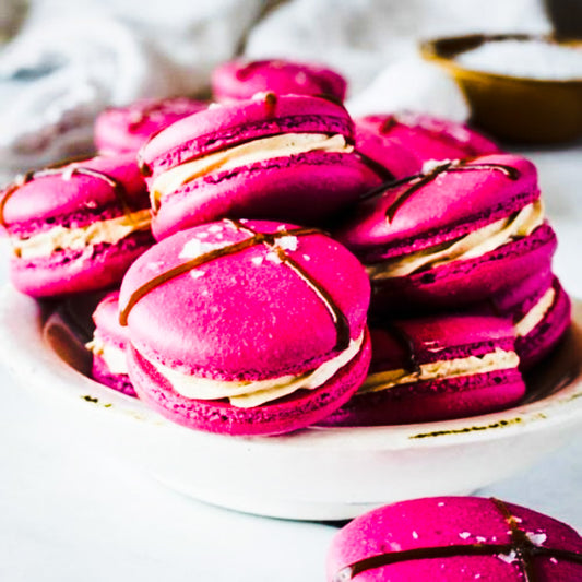 Caramel and Strawberry Balsamic Macarons