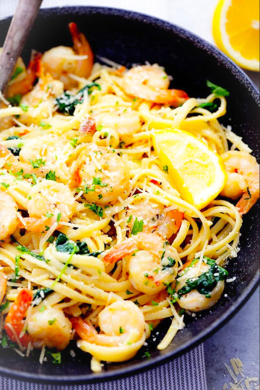 Lemon Garlic Parmesan Shrimp Pasta