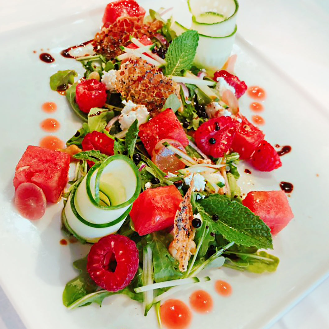 Watermelon Raspberry Salad