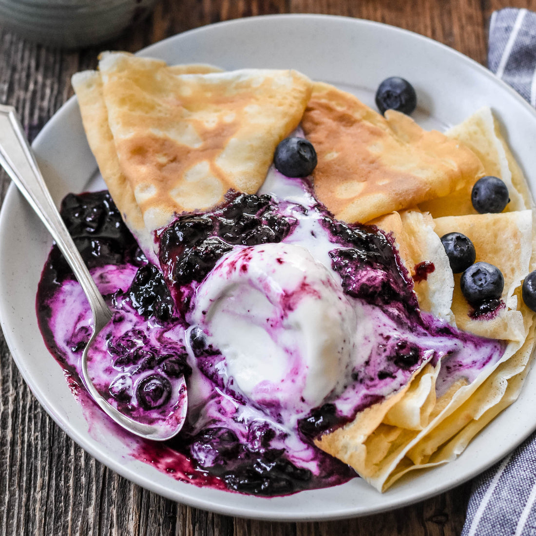 Crêpes with Blueberry Balsamic Sauce